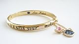 Disney Couture 14K Gold Plated * A Dream Is A Wish Your Heart Makes * Hinged Bangle