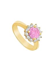 Pink Topaz and Diamond Ring 14K Yellow Gold - 1.50 CT TGW