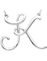 CleverEve Designer Series Sterling Silver 3.3 grams Fashion Script Initial K Necklace 16"