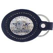 NFL Football Large Leather & Pewter Team Logo Keychain