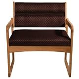 Bariatric Sled Base Chair - Medium Oak/Burgundy Arch Pattern Fabric