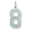Sterling Silver Large Satin Number 8 with 20 inch Sterling Silver Chain