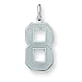 Sterling Silver Large Satin Number 8 with 20 inch Sterling Silver Chain