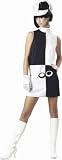 Sexy Womens Halloween Go Go Girl Costume Mod Retro Disco Dress 60s 70s Outfit Black White Mini Dress