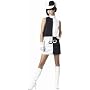Sexy Womens Halloween Go Go Girl Costume Mod Retro Disco Dress 60s 70s Outfit Black White Mini Dress