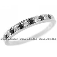 Fancy-Black Diamond Wedding Band/Ring 14k White Gold