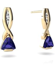 Created Sapphire 14kt Yellow Gold Earrings