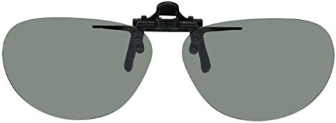 Polarized Clip-on Flip-up Plastic Sunglasses - Oval - 52-54mm X 39mm - Polarized Grey Lenses