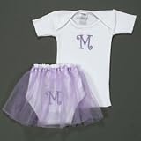 Lilac Initial Tee and Tutu Bloomer Set-Letter:E