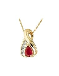 Ruby and Diamond Twist Pendant 14kt Yellow Gold