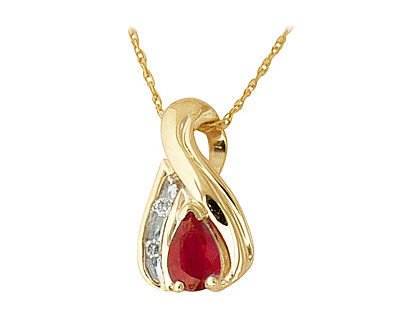 Ruby and Diamond Twist Pendant 14kt Yellow Gold