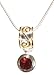 Jewelry : 22k Gold Overlay Sterling Silver Garnet Drop Pendant by Michou, 18'