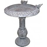 Delightful Polyresin Bird Bath (Grey) (27H x 21W x 21D)