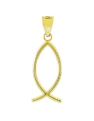 10K Yellow Gold Ichthus (Fish) Vertical Pendant