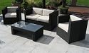 NOBLESSE Roma S, Gartenm&ouml;bel Rattan bestehend aus 1 Sitzbank, 2 Sessel, 1 Tisch. schwarz