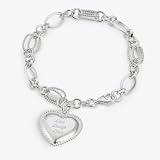 Personalized Sterling Textured Link Heart Bracelet and Jewelry Box Gift