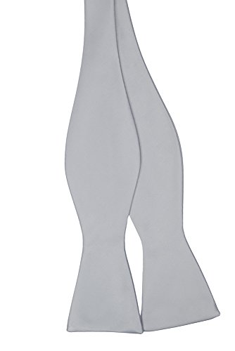 Jacob Alexander Solid Color Self Tie Bowtie - Platinum Silver