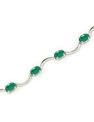 14kt Yellow Gold Oval Emerald Bracelet.