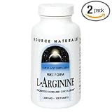 Source Naturals L-Arginine 1000mg, 100 Tablets (Pack of 2)