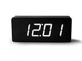 Black Digital Alarm Clock with White LED Light and Calendar/thermostat Functions Sound Control