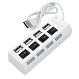 COSMOS ® White color High Speed 4 Ports ON OFF USB 2.0V Mini Hub Splitter Adapter for Notebook Laptop PC Macbook ipad 2 3 iphone 4 + Cosmos cable tie