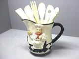 ITALIAN Fat CHEF 3-D Ceramic Pitcher & Utensils Set NEW
