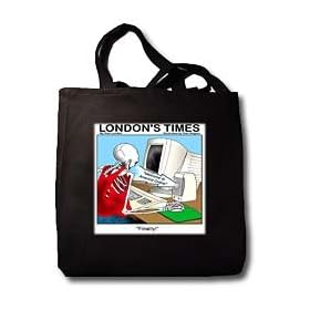 Londons Times Funny Computer Cartoons - WAITING FOR AMERICA ONLINE AFTER BOOTING UP - Tote Bags
