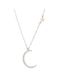 Jewelry: Heirloom Finds Dainty Crystal Crescent Moon and Star Pendant Necklace in Silver Tone - Heirloom Finds
