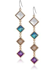 Kensie "Naughty and Nice" Gold-Plated Pyramid Linear Drop Earrings