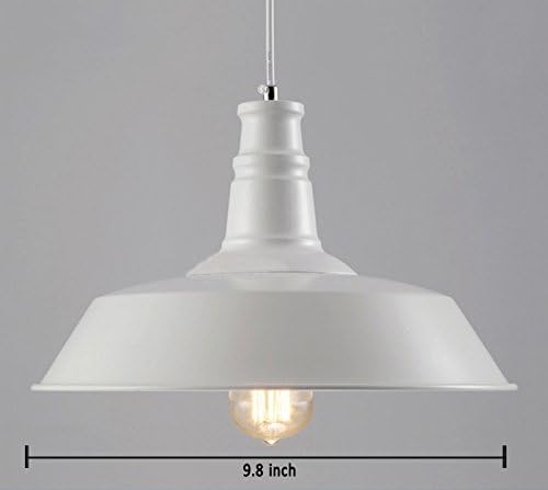Art Lighting CD1054W Adjustable Height 1-light Industrial Hanging Pendant Light with Metal Lampshade and Copper Lampholder, E26 Medium Base, 120V/220V, White