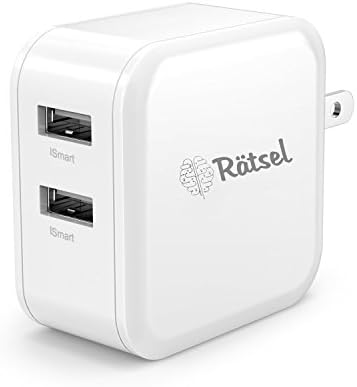 24W 2.1A 2-Port USB Wall Charger with Foldable Plug and ISmart Technology for Apple iPhone, iPad Air 2 / mini 3, Samsung Galaxy, Nexus, HTC M9, Motorola, LG and Others, Dual port Adapter