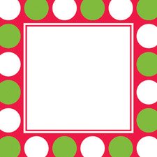 Christmas Gift Tags - Red with Green and White Dots Square Gift Tags