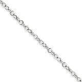 14k White Gold Charm Link 9.5in w/ .75in ext Anklet Length 10