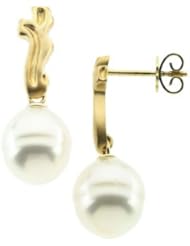 11.00MM Near Round 18K Yellow Gold South Sea Cultured Pearl Earring