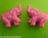 (2) Barbie Pink LARGE FUNKY RETRO ELEPHANT BEADS Art Craft, Jewellery Making, Acrylic Silver Earrings Necklace Mosaic Clearance Sale Fashion Art Design Opaque Pink