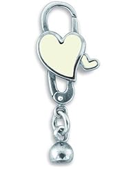 Bacio Clips Oxidized Silver White Color Dangling Heart. Made in Italy!