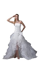 Strapless Organza   Asymmetric  Ball Gown  Dress With a Bow(s) and a Sash 