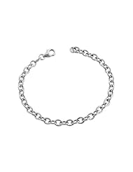 Sterling Silver 7.5 inch Long 4.5mm wide Polished Charm Bracelet