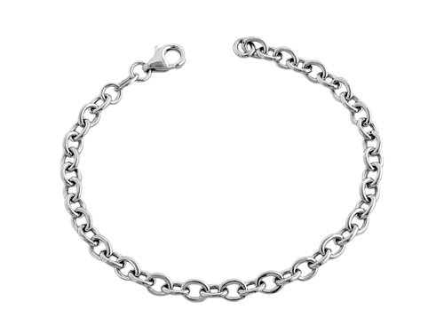 Sterling Silver 7.5 inch Long 4.5mm wide Polished Charm Bracelet LIFETIME WARRANTY