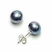 Sterling Silver 8x8.5mm Black Freshwater Cultured title=