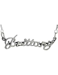 Sterling Silver BRITTANY Name Necklace 3/8 inch, 17 inches long