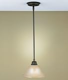Murray Feiss P1081ORB Pub One-Light Pendant in Oil Rubbed Bronze and Frosted Amber Glass