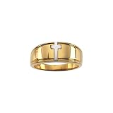 R7047 14K White Gold Mens Polished Cross Duo Band