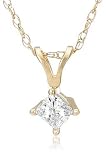 14k Yellow Gold Round Diamond Solitaire Pendant (1/4 ct, H-I Color, SI2-I1 Clarity)