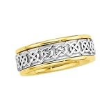 14K Two-Tone Gold Celtic Inspired Wedding Band For Men and Women - Sizes 5 - 12.5