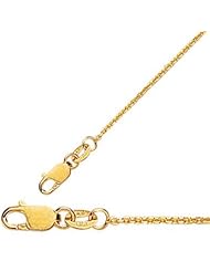 18" 18K Yellow Gold 1.1mm (0.04") Polished Diamond Cut Cable Chain w/ Lobster Clasp