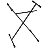 Black Height Adjustable X Frame Keyboard Stand With Locking Crossbar. Maximum Load 22kg