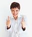 Wallmonkeys Peel and Stick Wall Decals - Thumbs Up: Cute Business Woman Gesturing - Removable Graphic