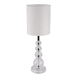 Yosemite Home Decor PTL5030 Portable Table Lamp with White Fabric Shade and Clear Acrylic Base