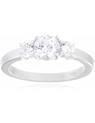 Sterling Silver Swarovski Zirconia 1cttw Round 3 Stone Anniversary Ring